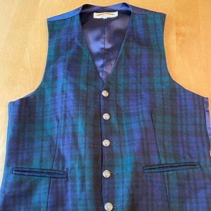 VTG James Pringle Weavers of Iverness - Scotland Made plaid wool vest mens sz s